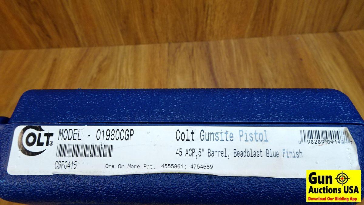 COLT 1911 - GOVT GUNSITE .45 ACP Semi-Auto Pistol. NEW in Box. 5" Barrel. Shiny Bore, Tight Acton Co