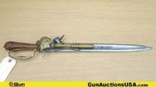 Replica. Replica Non-Gun, Non-Firing Flintlock Sword Combo. 19 " Blade, 25 " Overall Length.. (68903