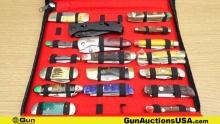 GESCO, OCOEE River, SOG, White Tail Cutlery, Etc. Knives. Very Good . Lot of 18; Assorted Folding Kn