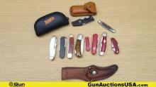 Swiss Army, Gerber, Etc. Knives. Very Good Condition . Lot of 10; Knives and One Sheath. . (68284)