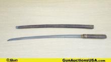 Japanese Cane Sword. Good. Antique Samurai Cane Sword Overall Length 36 ". Includes Scabbard.. (6809