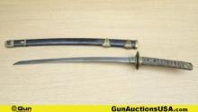 Japanese Sword. Good. Antique Japanese Navy Officers Sword. Includes Scabbard. Featuring an overall