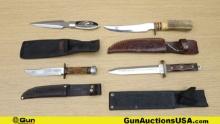 Belknap, Queens Steel, United, Etc. Knives. Good Condition . Lot of 4; Assorted Fixed Blade Knives,
