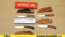 7 Star Cutlery, Cudeman, Etc. Knives. Good Condition . Lot of 4; Knives with Sheaths. Two With Box's