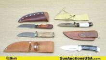 W. Landrum, D.S. Custom, Etc. Knives. Good Condition . Lot of 4; Knives with Sheaths. . (68281)