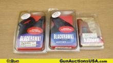 Black Hawk Holsters. Excellent. Lot of 3; LEFT HANDED Leather Holsters. 1-Blackhawk Leather Inside t