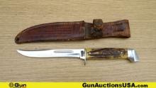 Case COLLECTOR'S Knife. Good Condition. Small Hunting Knife, with Stag Handles Metal Pummel, and Cur