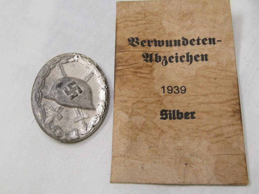 Original Issue German WWII Silver Wound Badge w/Original 1939 Envelope.