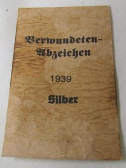 Original Issue German WWII Silver Wound Badge w/Original 1939 Envelope.