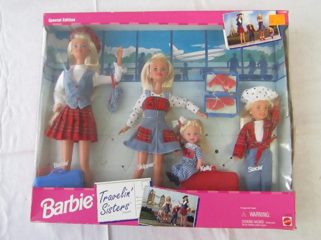 Barbie Doll. 1995 Travelin' Sisters 4-Doll Playset. New In Box. Box has some storage wear.