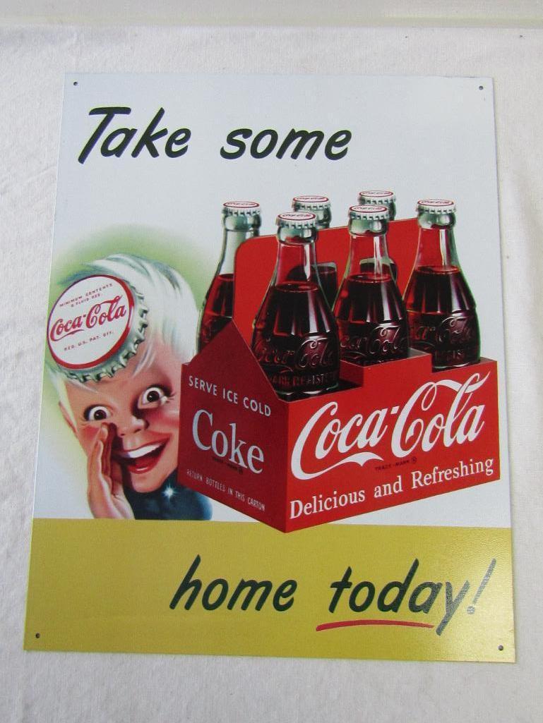 Coca-Cola Advertising Assorted Signs. 3 Pc Lot. Reproductions. All Approx 12"x16".