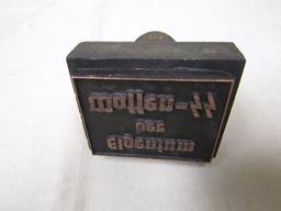 German WWII Third Reich period `Waffen SS Eigentum` (Waffen SS Property) hand stamp.