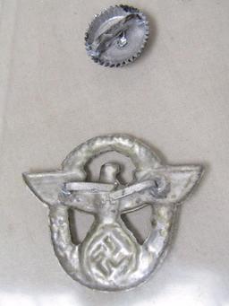 Group of TWO Hat badges for the German WWII Third Reich period Police Visor hat.