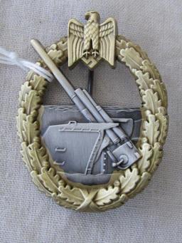 German World War II Naval Kriegsmarine Coastal Artillery Flak Badge.