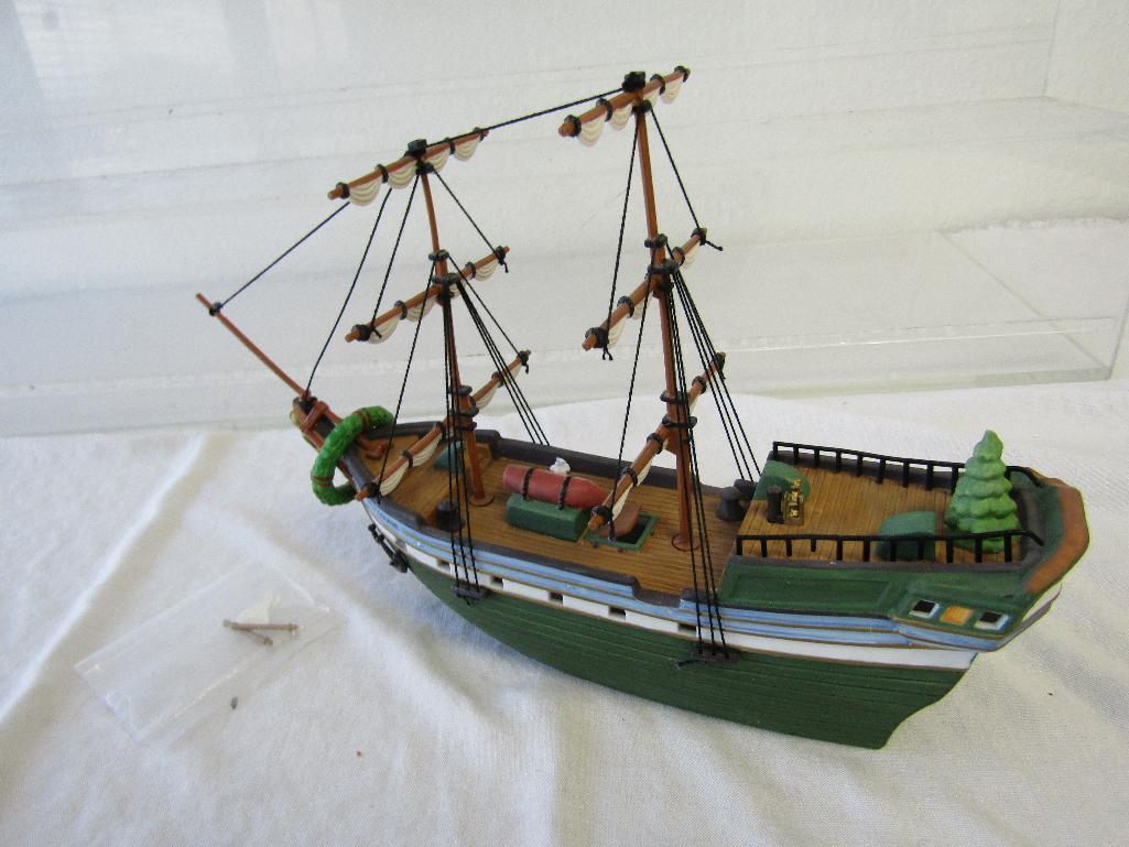 Dept 56 New England Village Ship The Emily Louise w/Dock and Mr. Christmas North Wood Lighthouse.