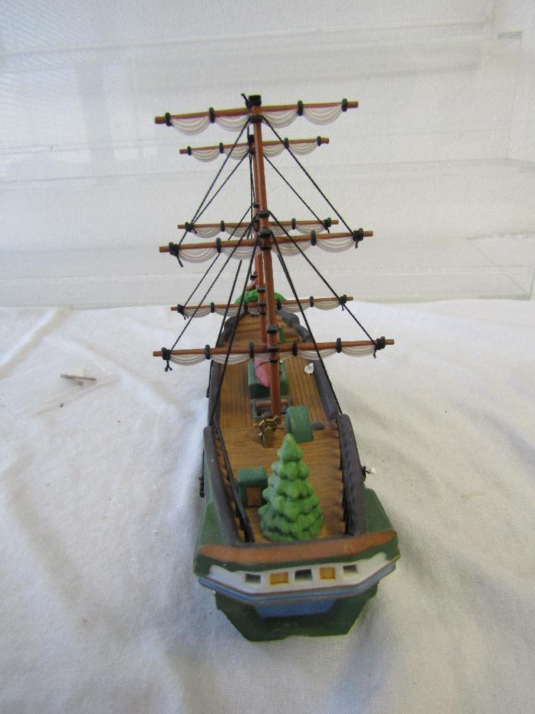 Dept 56 New England Village Ship The Emily Louise w/Dock and Mr. Christmas North Wood Lighthouse.