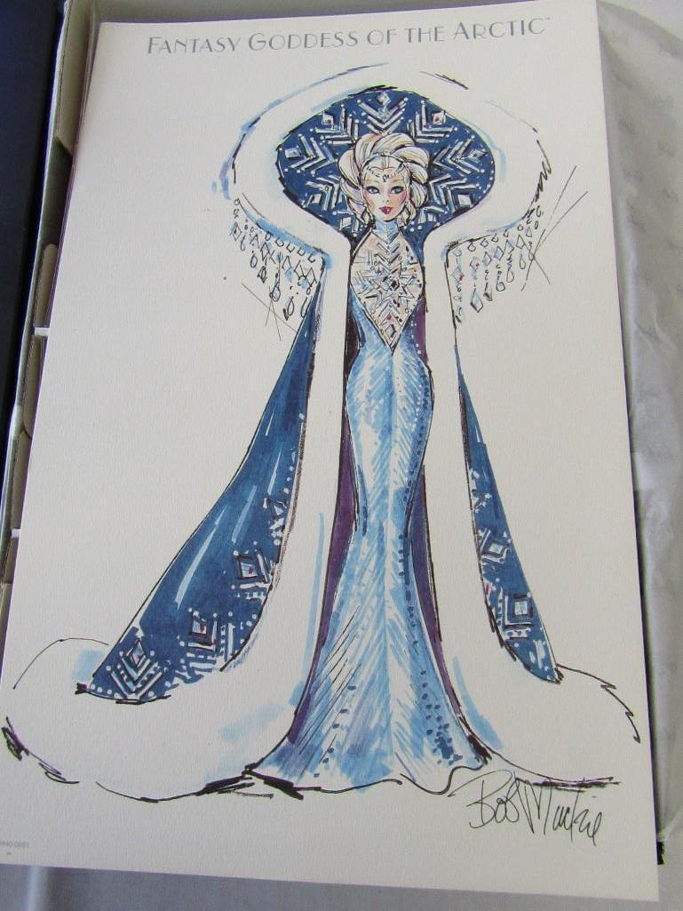 2001 Bob Mackie Fantasy Goddess Of The Artic Barbie Doll. Box Hand Signed by Bob Mackie. Ltd Ed.