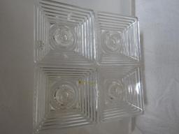 Vintage Anchor Hocking Manhattan Clear Glass Candle Holders (4) and Ash Trays (5). Pre-Owned.