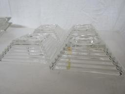 Vintage Anchor Hocking Manhattan Clear Glass Candle Holders (4) and Ash Trays (5). Pre-Owned.