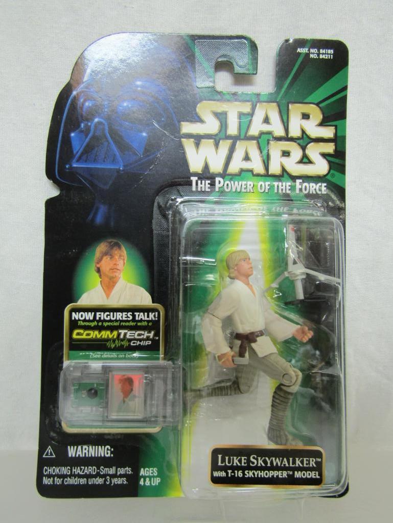 1999 Star Wars Power Of The Force Hasbro Action Figure. Comm Tech Chip. Luke Skywalker. New On Card.