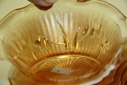 Vintage Carnival Glass Marigold Jeannette Iris Herringbone Bowls. Set of 5. Each 1.5"H x 5.5".