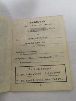 German World War II Volkssturm Soldier Soldbuch Identification Book.