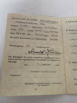 German World War II Volkssturm Soldier Soldbuch Identification Book.