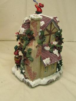 Berkeley Designs Fiber Optic Village Collection Santa's Workshop Sculpture w/AC Transformer.