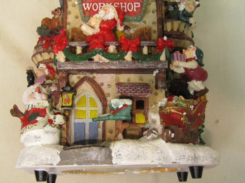 Berkeley Designs Fiber Optic Village Collection Santa's Workshop Sculpture w/AC Transformer.