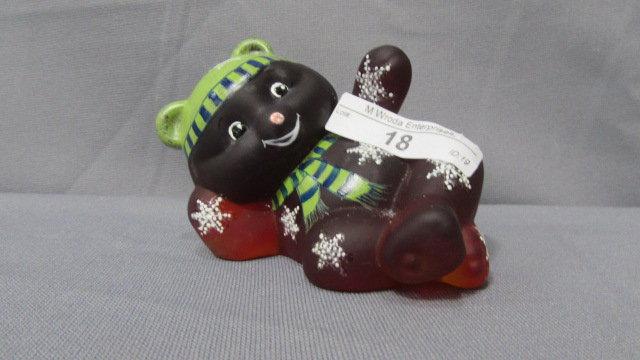 Fenton HP Red Christmas Bear