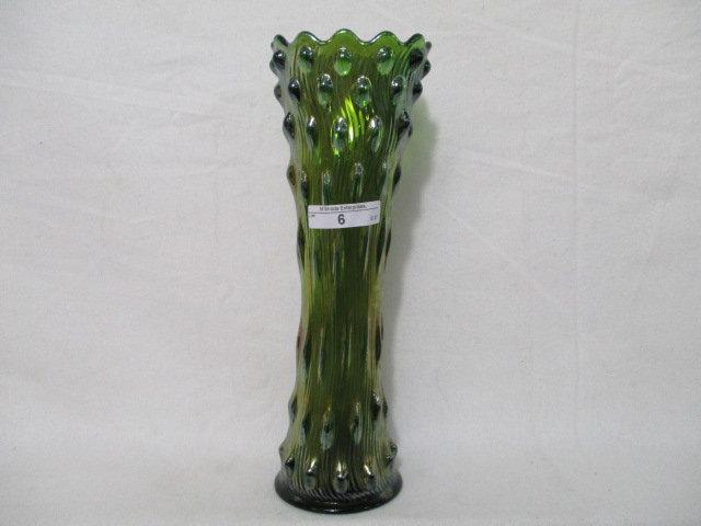 Millersburg 10" green Hobnail Swirl vase