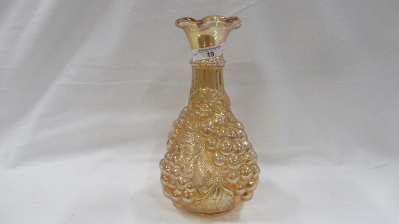 Contemporary Carnival Glass marigold Grape vase
