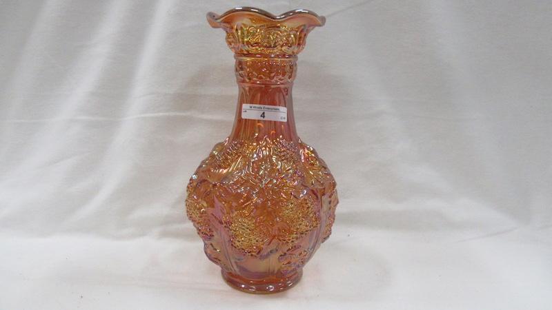 Contemporary Carnival Glass marigold Loganberry vase