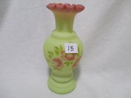 Fenton burmese HP 7" vase