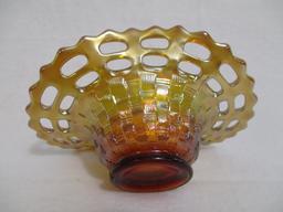 Fenton 6" amberina opal Open Edge 2-side hat