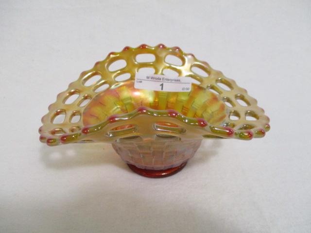 Fenton 6" amberina opal Open Edge 2-side hat