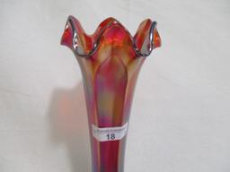 Fenton 9" RED Flute vase.  Screams RED!!!