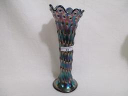 Fenton 10" blue Rustic vase