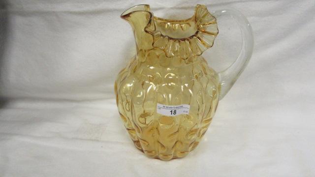 9" Victorian  Amber Coin dot Pitcher