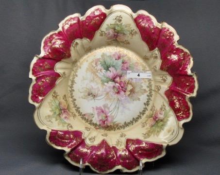 Um RSP 10.5" bowl w/ red trim & mixed florals