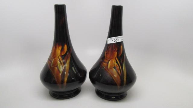 Pair Brush McCoy pottery 8" vases- Olympia?