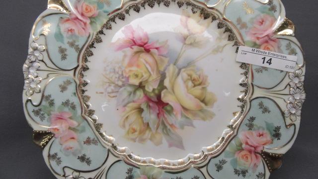 UM RS Prussia 9" floral plate w/ yellow roses