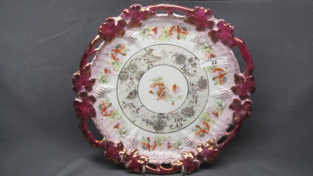 ES Germany floral 10" cake plate, Grape mold