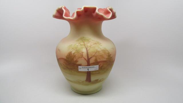 Fenton 8" burmese scenic vase