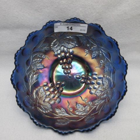 Millersburg 6" BLUE Vintage Hobnail ICS sauce. DARK COBALT!- RARE and we ha