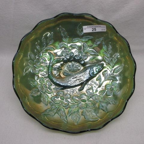 Millersburg 8" green Trout & Fly ICS bowl- radium