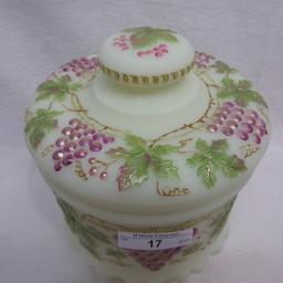 Fenton HP Custard G&C Tobacco Jar - OOAK Spindler