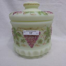 Fenton HP Custard G&C Tobacco Jar - OOAK Spindler