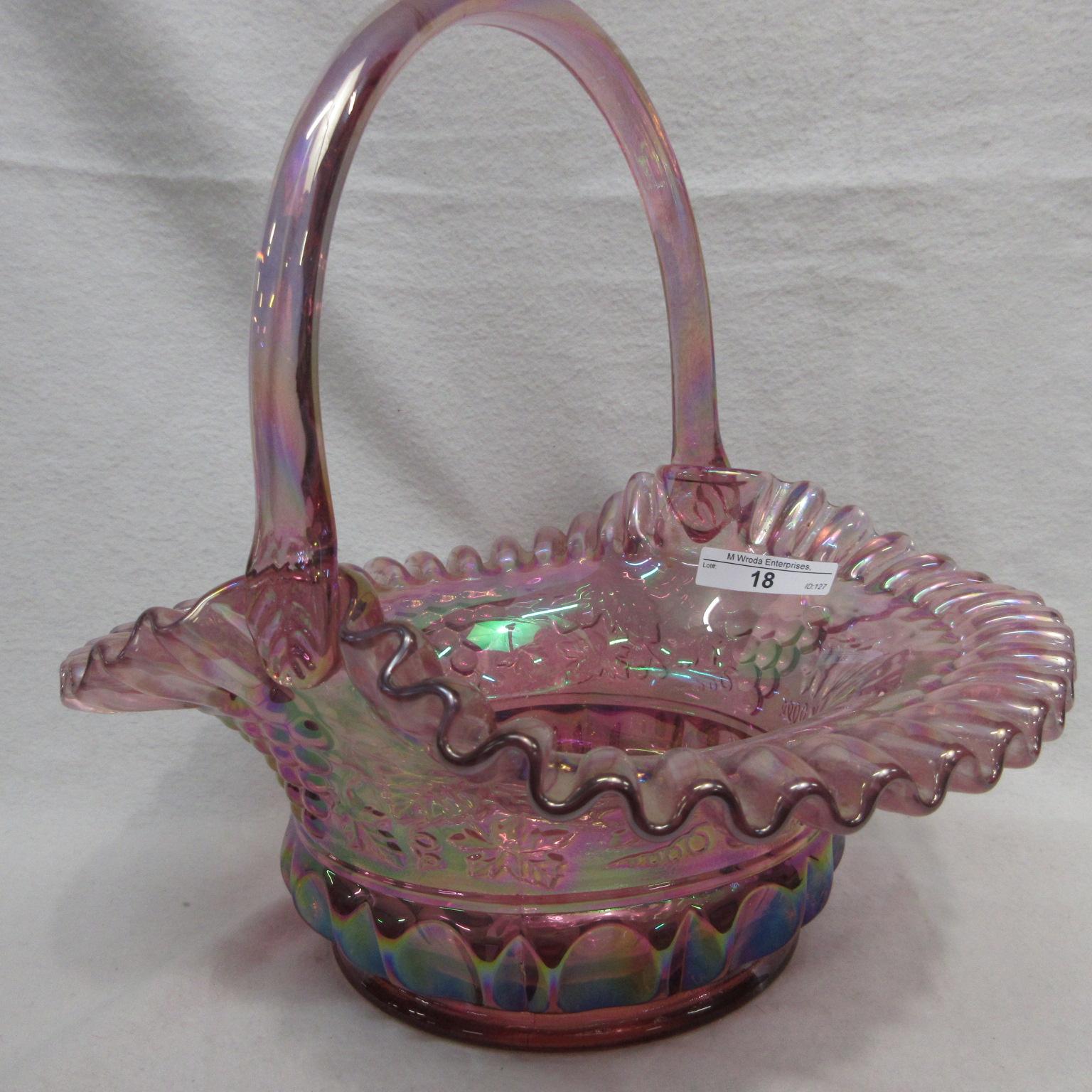 Fenton 10" Rose Irid. G&C Basket