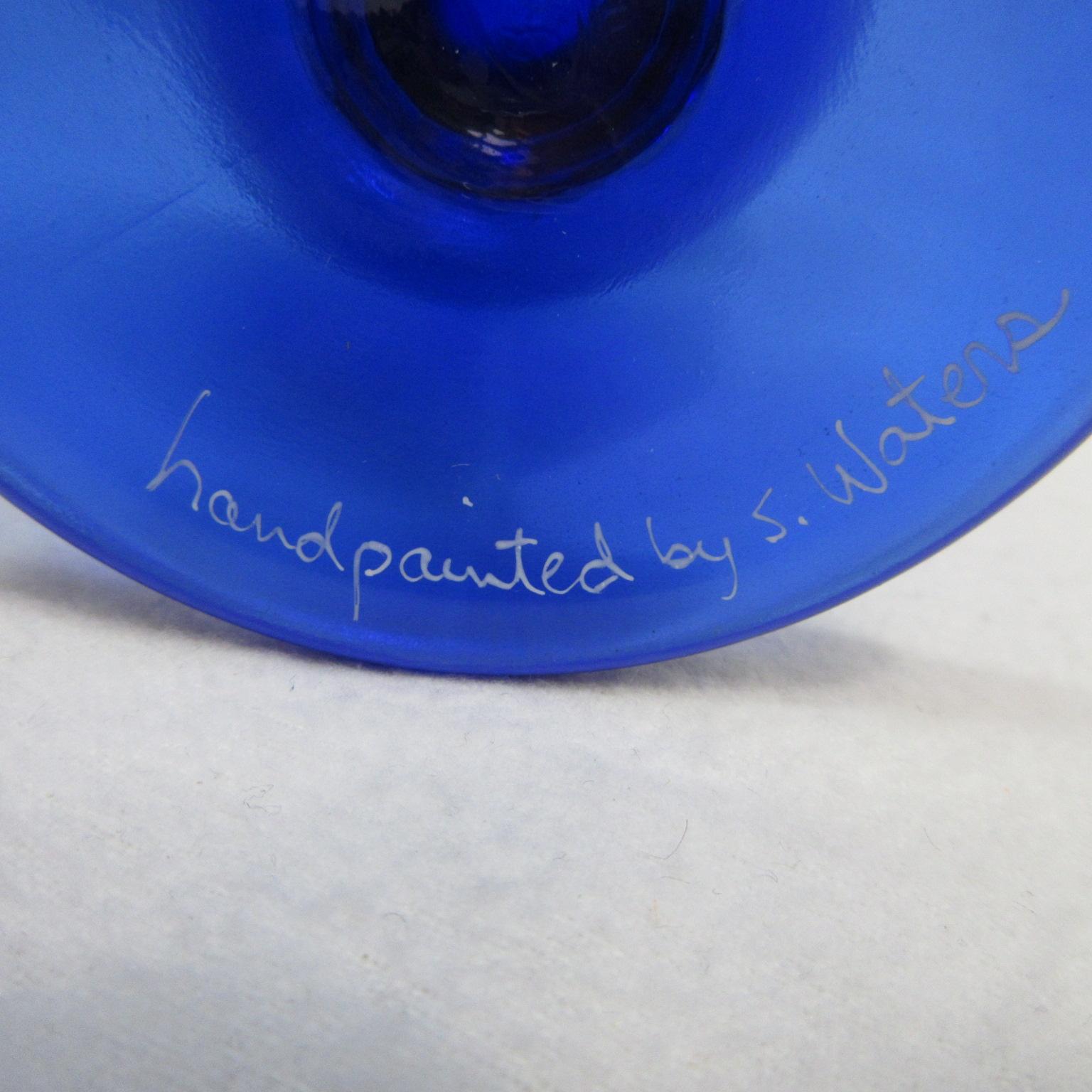 Fenton 7.5" HP Blue Napkin Vase - Waters